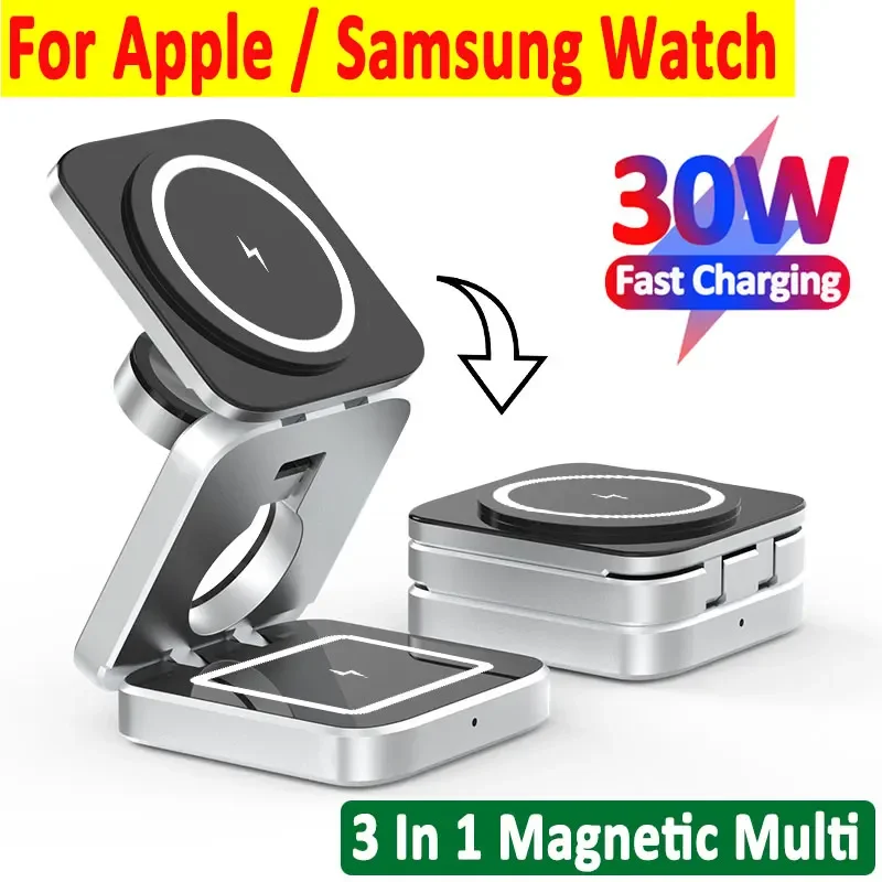 Wireless Charger Watch - Dudukan pengisi daya nirkabel magnetik 30W,
