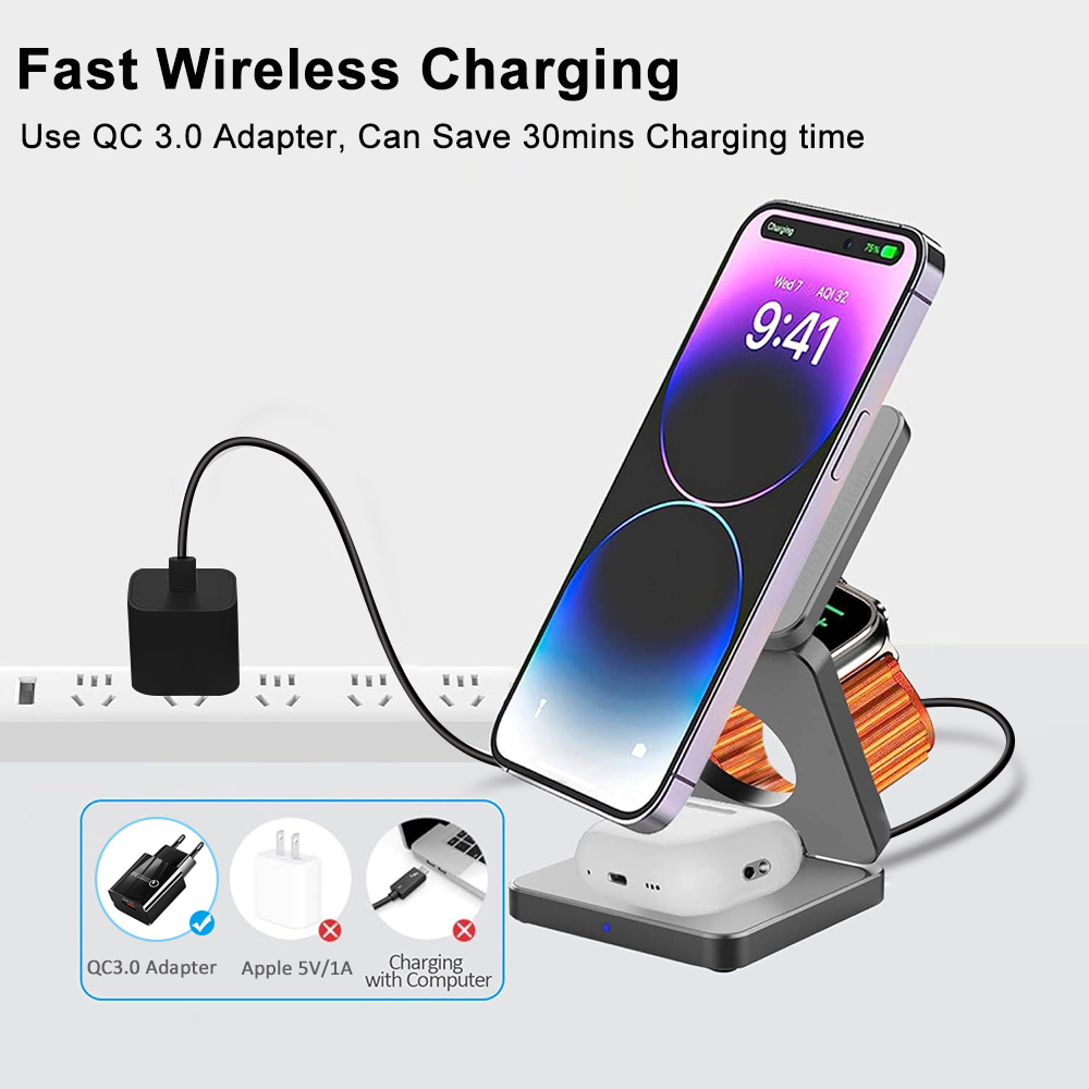 Pengisi daya nirkabel 3 in 1,  - Wireless Charger Watch ulasan dan harga