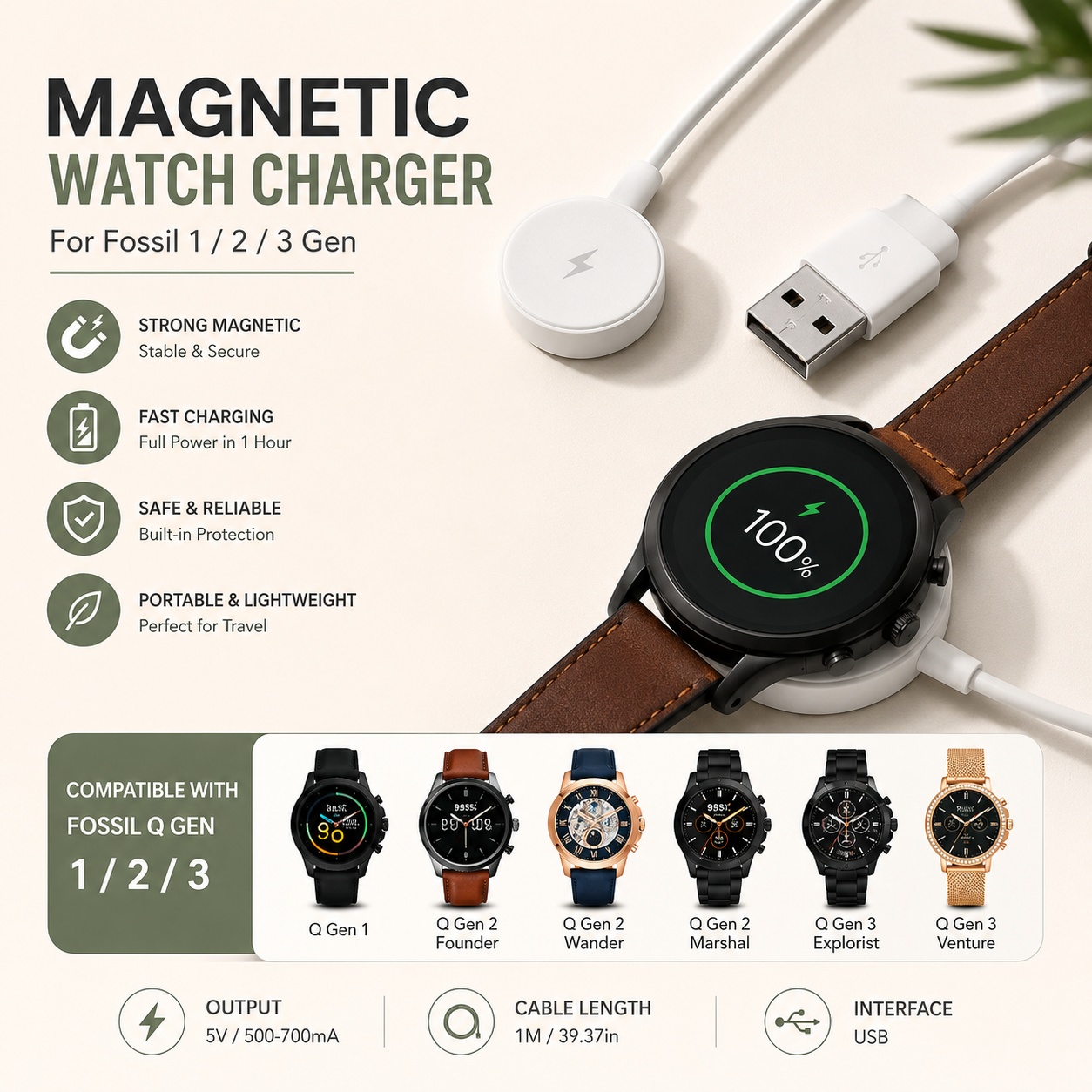 Adaptor Pengisi Daya Jam Tanga - Fossil Smartwatch Accessories ulasan dan harga